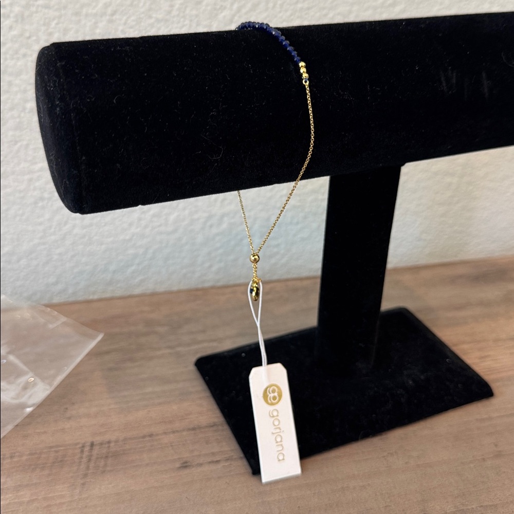 Gorjana Laguna Adjustable Gold  gold bracelet with sapphire Beads